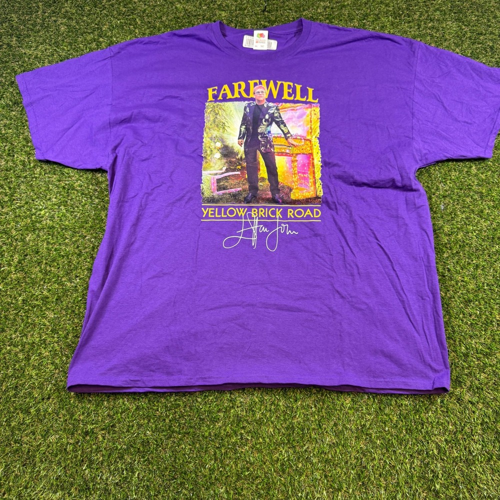 Elton John Farewell Yellow Brick Road Tour Purple T-Shirt Mens 3XL Fruit Loom